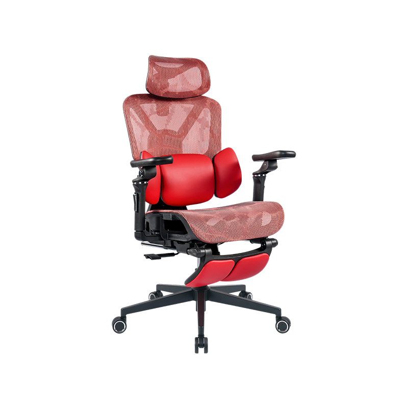 Silla de oficina ergonómica de tela de malla negra y roja<br>3003 con reposabrazos y reposapiés 5D Silla de oficina ergonómica de tela de malla negra y roja<br>3003 con reposabrazos y reposapiés 5D
