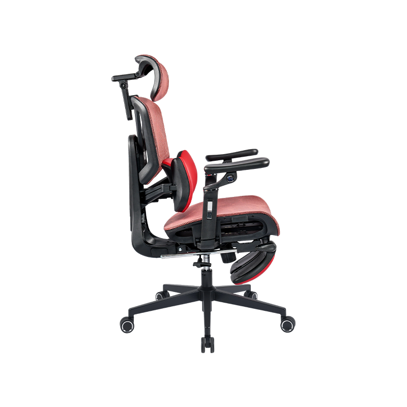 Silla de oficina ergonómica de tela de malla negra y roja<br>3003 con reposabrazos y reposapiés 5D Silla de oficina ergonómica de tela de malla negra y roja<br>3003 con reposabrazos y reposapiés 5D