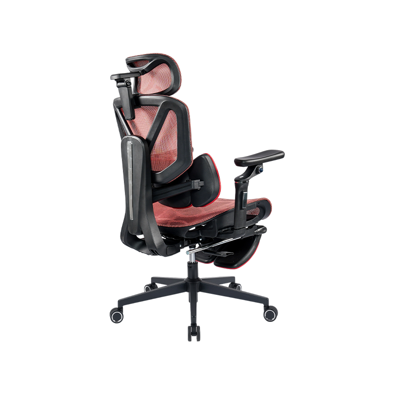 Silla de oficina ergonómica de tela de malla negra y roja<br>3003 con reposabrazos y reposapiés 5D Silla de oficina ergonómica de tela de malla negra y roja<br>3003 con reposabrazos y reposapiés 5D
