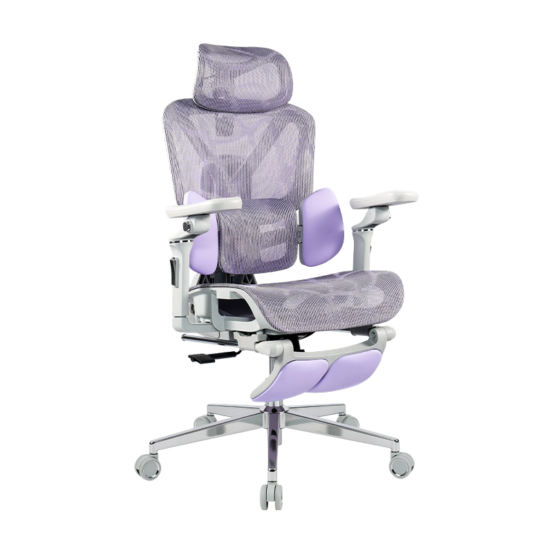 Silla de oficina ergonómica de tela de malla morada<br>3003 con reposabrazos y reposapiés 5D Silla de oficina ergonómica de tela de malla morada<br>3003 con reposabrazos y reposapiés 5D