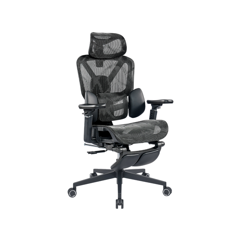 Silla de oficina ergonómica de tela de malla negra<br>3003 con reposabrazos y reposapiés 5D Silla de oficina ergonómica de tela de malla negra<br>3003 con reposabrazos y reposapiés 5D