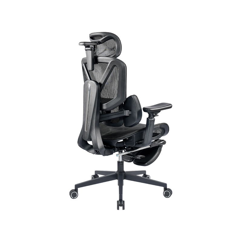 Silla de oficina ergonómica de tela de malla negra<br>3003 con reposabrazos y reposapiés 5D Silla de oficina ergonómica de tela de malla negra<br>3003 con reposabrazos y reposapiés 5D
