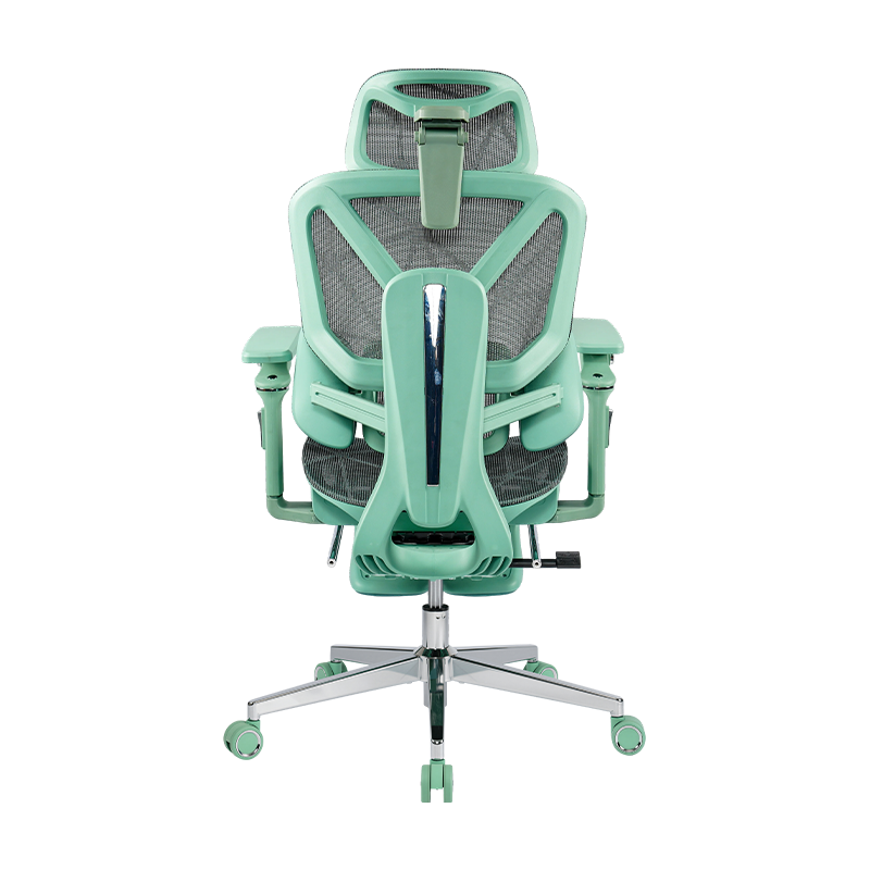 Silla de oficina ergonómica de tela de malla verde<br>3003 con reposabrazos y reposapiés 5D