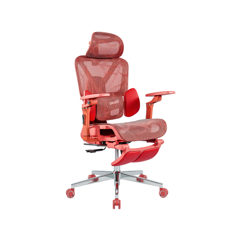 Silla de oficina ergonómica de tela de malla roja<br>3003 con reposabrazos y reposapiés 5D Silla de oficina ergonómica de tela de malla roja<br>3003 con reposabrazos y reposapiés 5D