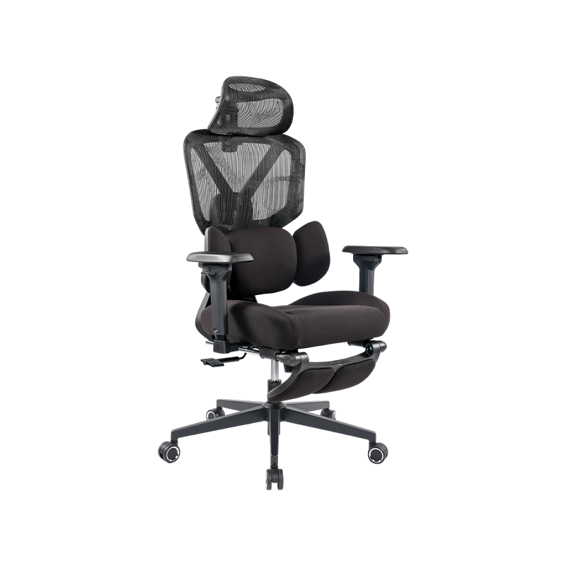 Silla de oficina ergonómica de tela de algodón negra<br>3003 con reposabrazos y reposapiés 5D Silla de oficina ergonómica de tela de algodón negra<br>3003 con reposabrazos y reposapiés 5D