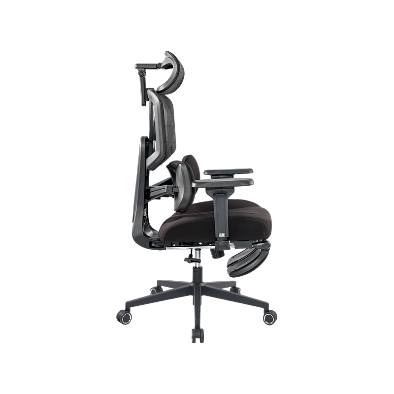 Silla de oficina ergonómica de tela de algodón negra<br>3003 con reposabrazos y reposapiés 5D Silla de oficina ergonómica de tela de algodón negra<br>3003 con reposabrazos y reposapiés 5D