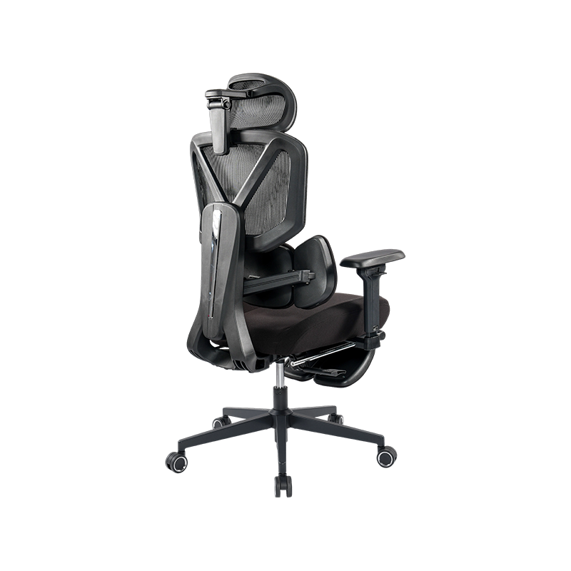 Silla de oficina ergonómica de tela de algodón negra<br>3003 con reposabrazos y reposapiés 5D Silla de oficina ergonómica de tela de algodón negra<br>3003 con reposabrazos y reposapiés 5D