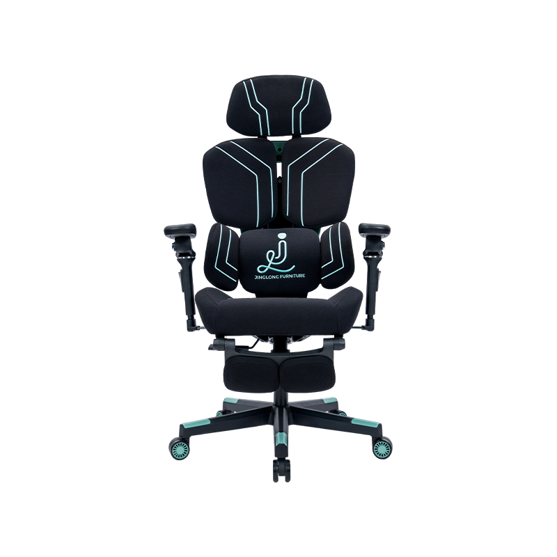 Silla gaming serie Line de tela de algodón negro-verde<br>3002-3